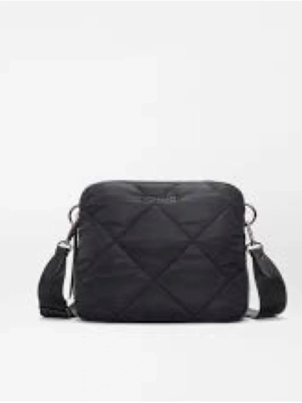 MZ WALLACE Black Madison Quilted Black Crossbody Bag Italian Leather Accents